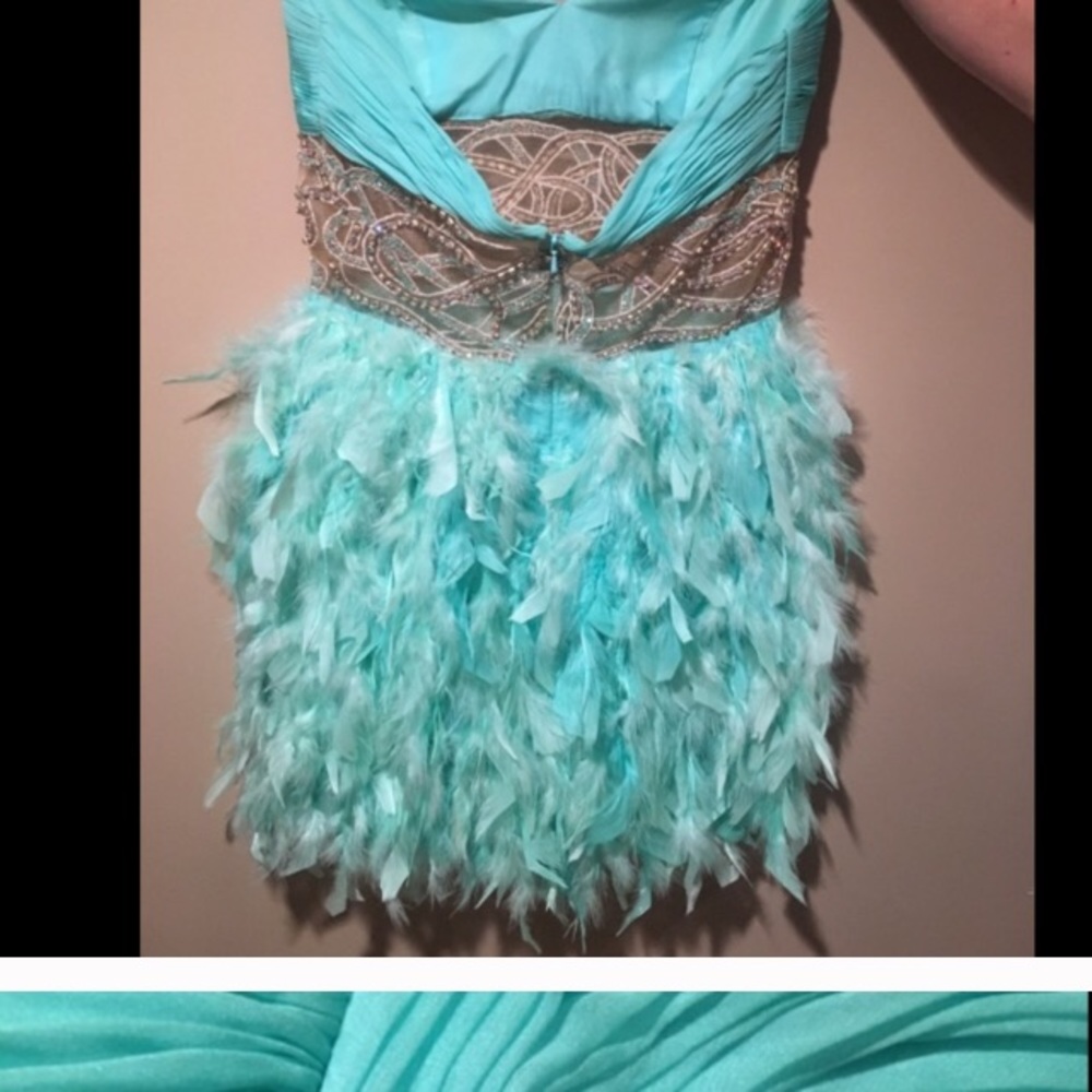 Feather Mint Formal Dress Mac Duggal Brand - Picture 2 of 4